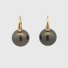 9K Yellow Gold Tahitian 11-12 mm Cultured Pearl Hook Earrings 360 view