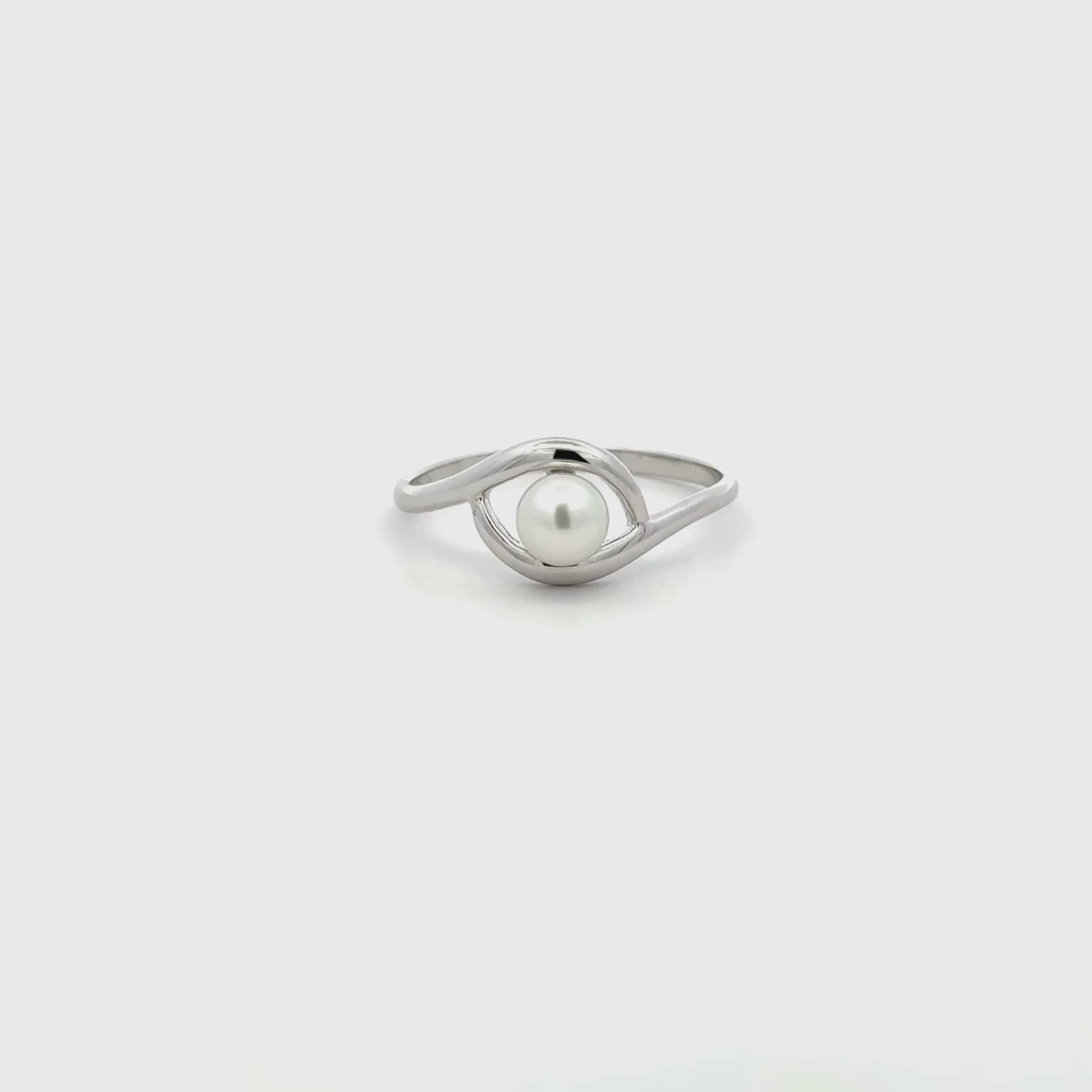 Sterling Silver Australian South Sea 0.2g Keshi Pearl Ring 360 degree video on white background