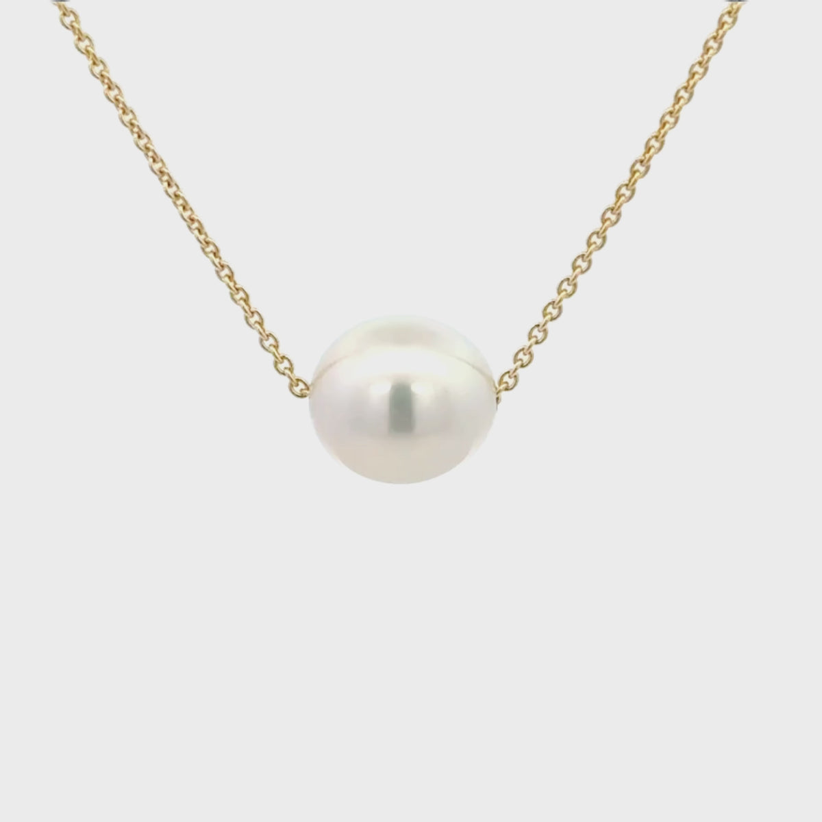 9K Yellow Gold Australian South Sea 10-11 mm Cultured Pearl Necklace 360 view