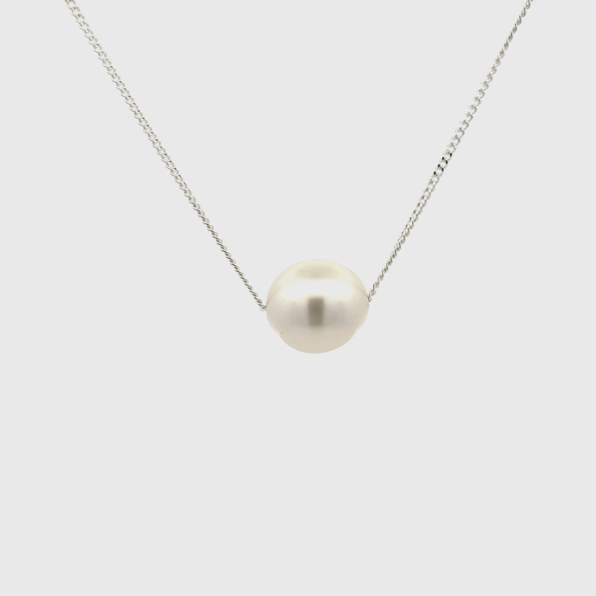 Sterling Silver Australian South Sea 10-11 mm Cultured Pearl Necklace 360 view video