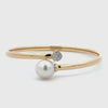 18K Yellow Gold Australian South Sea 12-13 mm Cultured Pearl and Diamond Bangle 360 view video