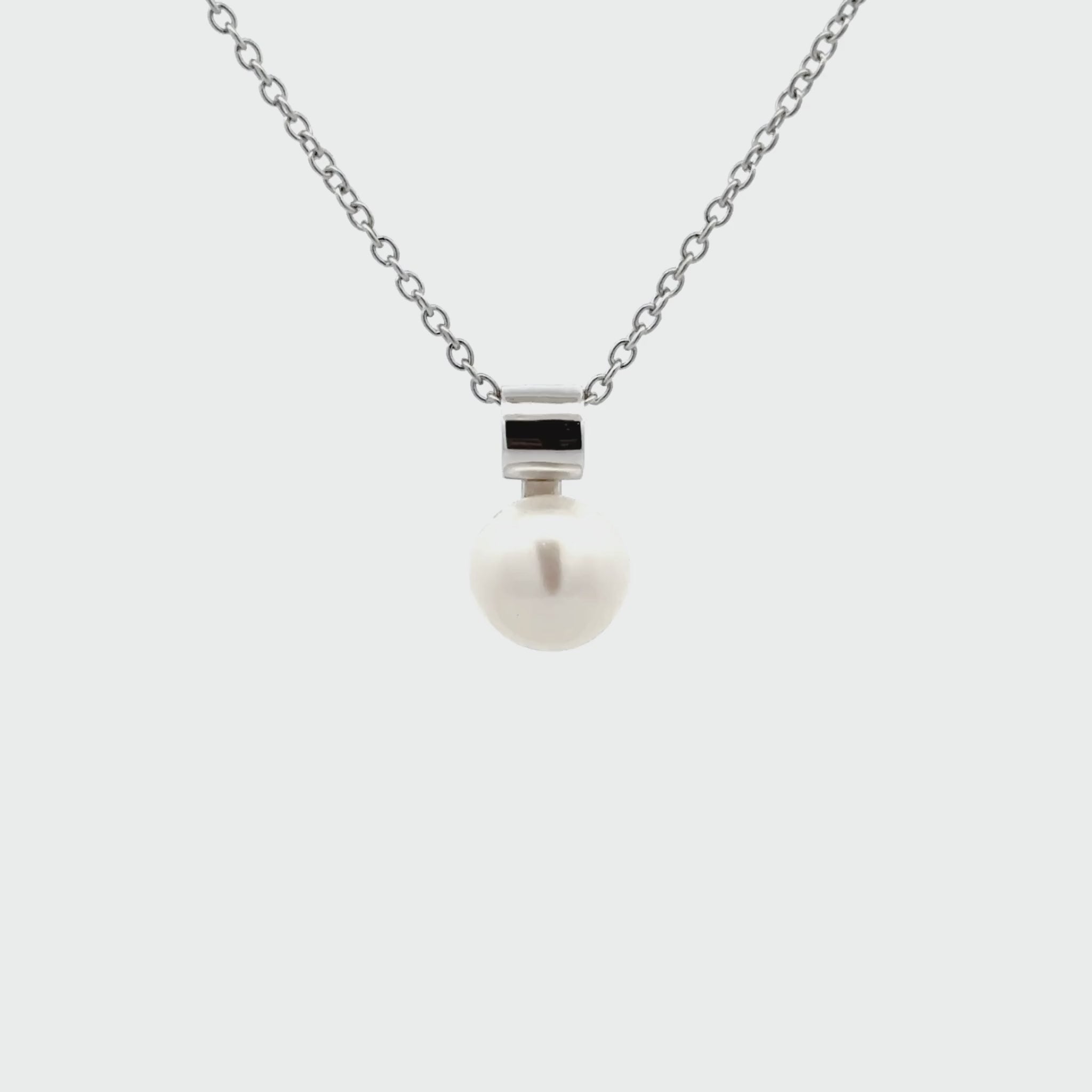 Sterling Silver Freshwater 10-10.5 mm Pearl Pendant 360 view video