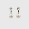 18K White Gold Australian South Sea 11-12 mm Cultured Pearl Drop Earrings 360 degree view with a white background