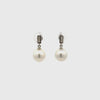 9K White Gold Australian South Sea Cultured 10-11mm Diamond Pearl Drop Earrings