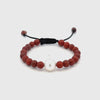 Australian South Sea 10-11 mm Cultured Pearl and 6 mm Red Jasper Bead Bracelet 360 view