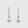 9K White Gold Australian South Sea 9-10 mm Cultured Pearl and Diamond Hook Earrings 360 view video
