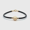 9K Yellow Gold South Sea 10-11 mm Cultured Pearl Neoprene Bracelet 360 view video
