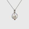 Sterling Silver Australian South Sea 10-11 mm Cultured Pearl Curved Cage Pendant 360 view video