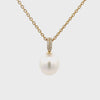 18K Yellow Gold Australian South Sea 10-11 mm Cultured Pearl and Diamond Pendant-360 view