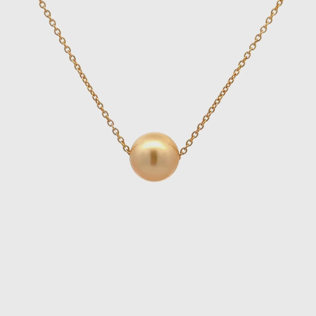9K Yellow Gold South Sea Cultured 9 10mm Pearl Necklace
