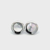 Stainless Steel White Mother Of Pearl Round Cufflinks 360 view