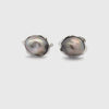 18K White Gold Tahitian Keshi Black Pearl Cufflinks