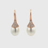 18K Rose Gold Australian South Sea 10-11 mm Cultured Pearl and Diamond Hook Earrings 360 view video