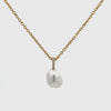 18K Yellow Gold Australian South Sea 1.3g Keshi Pearl and Diamond Pendant 360 degree view on a white background