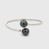 Sterling Silver Tahitian 12-13 mm Cultured Pearl Bangle 360 view