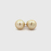 9K Yellow Gold South Sea Cultured 13-14mm Stud Pearl Earrings With 9mm Butterflies