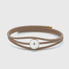 Stainless Steel Australian South Sea 10-11 mm Cultured Pearl Magnetic Tan Wrap Bracelet 360 degree view on a white background