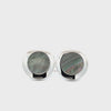 Stainless Steel Black Mother Of Pearl Round Cufflinks 360 view