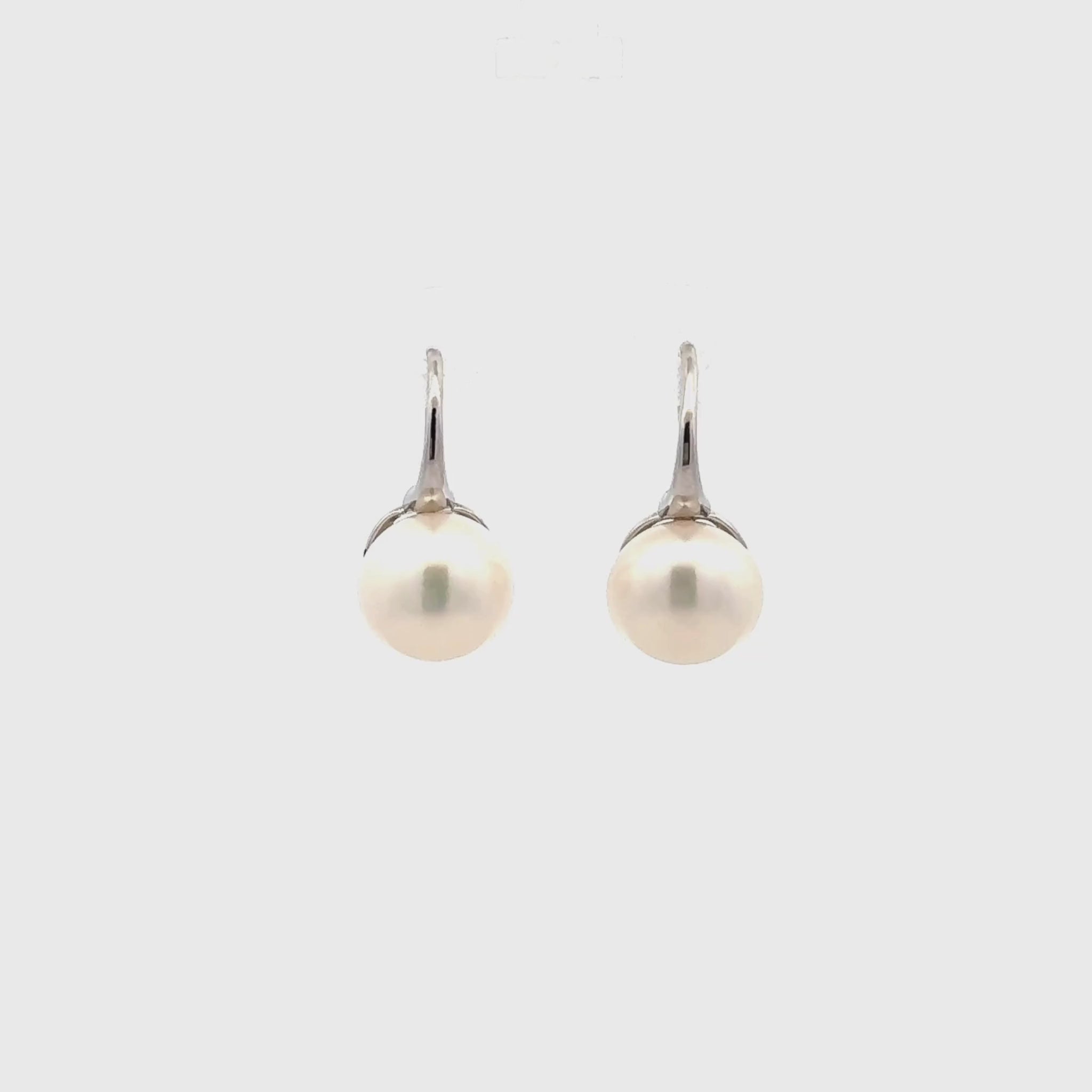 Sterling Silver Freshwater Pearl 10-11 mm Hook Earrings 360 view video