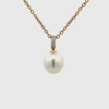 18K Yellow Gold Australian South Sea 9-10 mm Cultured Pearl and Diamond Pendant 360 view video