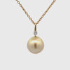 18K Yellow Gold South Sea Cultured 13-14mm Diamond Pearl Pendant