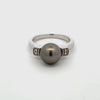 Sterling Silver Tahitian 9-10 mm Cultured Pearl and Diamond Ring 360 view