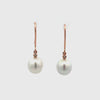 9K Rose Gold Australian South Sea 9-10 mm Cultured Pearl and Diamond Hook Earrings 360 view video
