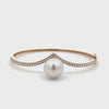 18K Yellow Gold Australian South Sea 12-13mm Cultured Pearl and Diamond Bangle