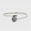 Sterling Silver Tahitian 10-11 mm Cultured Pearl Bangle 360 degree video on white background