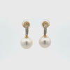 18K Yellow Gold Australian South Sea Cultured 11-12mm Pearl and Diamond Drop Earrings