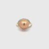 18K Yellow Gold South Sea Cultured 11-12mm Diamond Pearl Ring