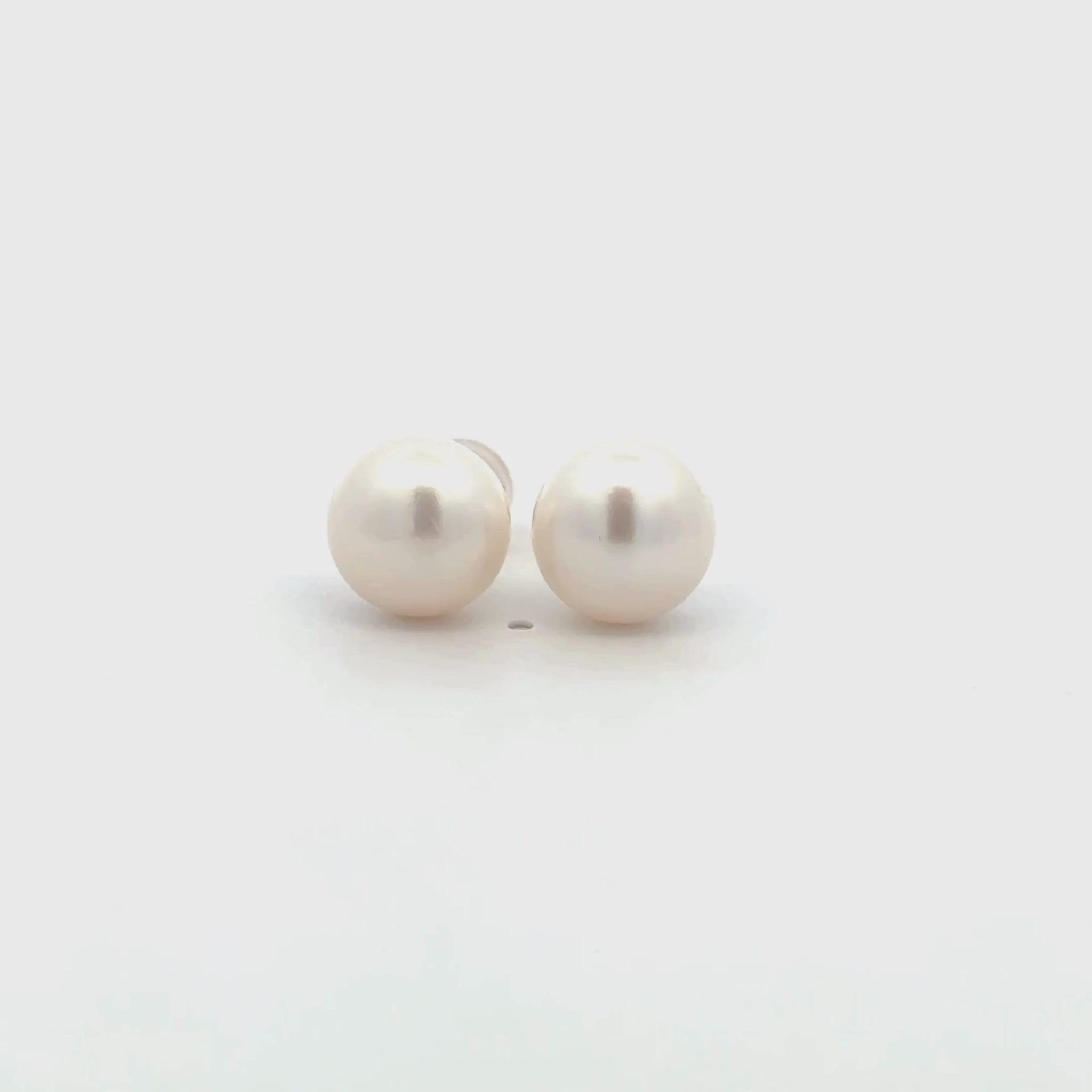 9K Yellow Gold Freshwater 11-12 mm Pearl Stud Earrings 360 view video