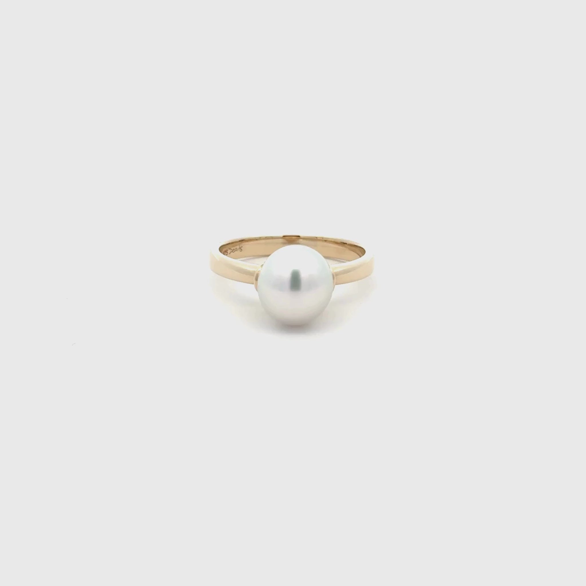 9K Yellow Gold Australian South Sea 9-10 mm Cultured Pearl Ring 360 view video