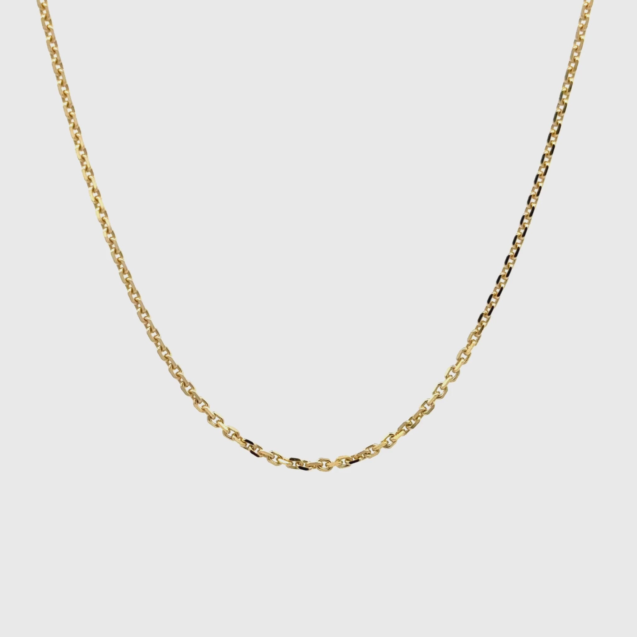 9K Yellow Gold Polished 45cm Diamond Cut Oblong Trace Chain 1.5mm
