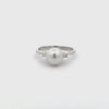 18K White Gold Australian South Sea Cultured 8-9mm Pearl and Diamond Ring
