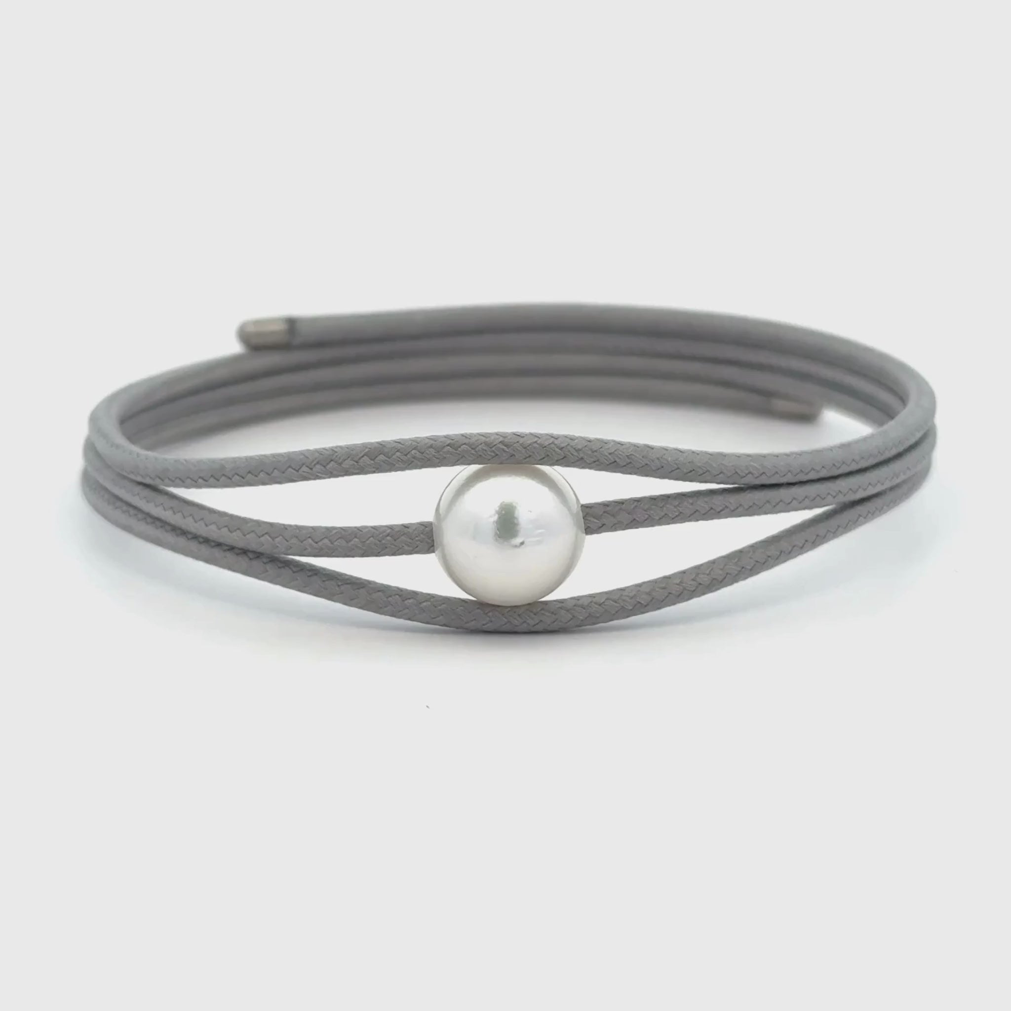 Stainless Steel Australian South Sea 9-10 mm Cultured Pearl Magnetic Grey Wrap Bracelet 360 view video