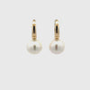 9K Yellow Gold Australian South Sea 12-13 mm Cultured Pearl Huggie Earrings 360 degree video on white background