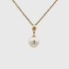 18K Yellow Gold Australian South Sea 10-11 mm Cultured Pearl and Diamond Pendant 360 view video