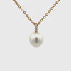 9K Yellow Gold Australian South Sea 9-10 mm Cultured Pearl and Diamond Pendant 360 view video
