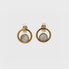 Gold Plated Stainless Steel White Mother Of Pearl Circle Earrings 360 view video