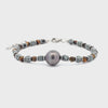 Tahitian Pearl and Silver/Black/Yellow Tiger Eye Natural Stone Bracelet