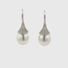 18K White Gold Australian South Sea 10-11 mm Cultured Pearl and Diamond Hook Earrings 360 view video