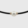 Sterling Silver & 9K Yellow Gold Australian South Sea 10-11 mm Cultured Pearl Neoprene Necklace 360 view