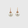 18K Rose Gold Australian South Sea 11-12 mm Cultured Pearl and Diamond Hook Earrings front view