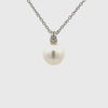 18K White Gold Australian South Sea 11-12 mm Cultured Pearl and Diamond Pendant 360 view video