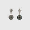 18K White Gold Tahitian 10-11mm Cultured Pearl and Diamond Drop Earrings 360 view