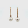 9K Yellow Gold Australian South Sea Cultured 10-11mm Pearl and Argyle Diamond Hook Earrings