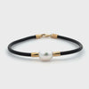 9K Yellow Gold Australian South Sea 10-11 mm Cultured Pearl Neoprene Bracelet 360 view video