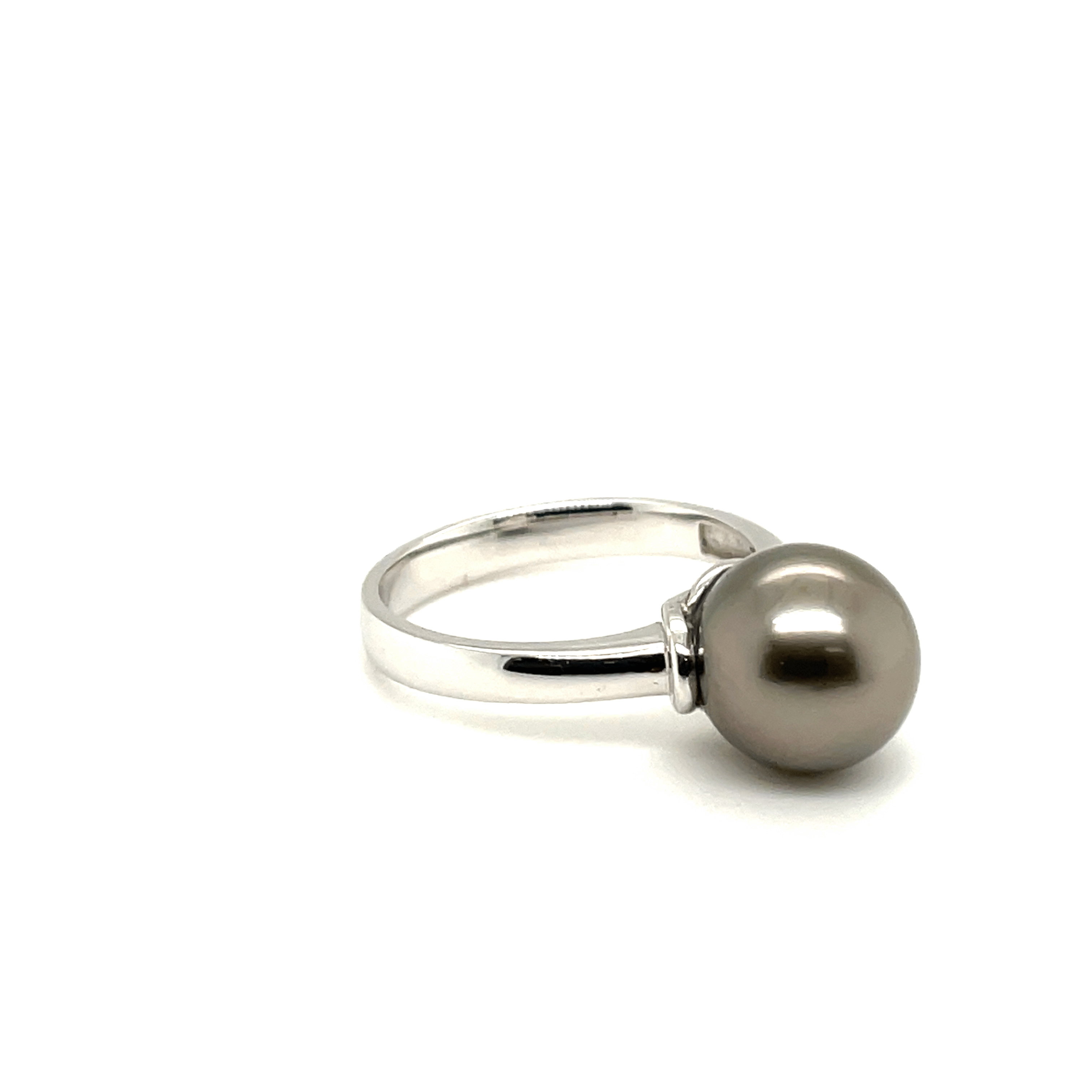 9K White Gold Tahitian Cultured 9 - 10mm Pearl Ring