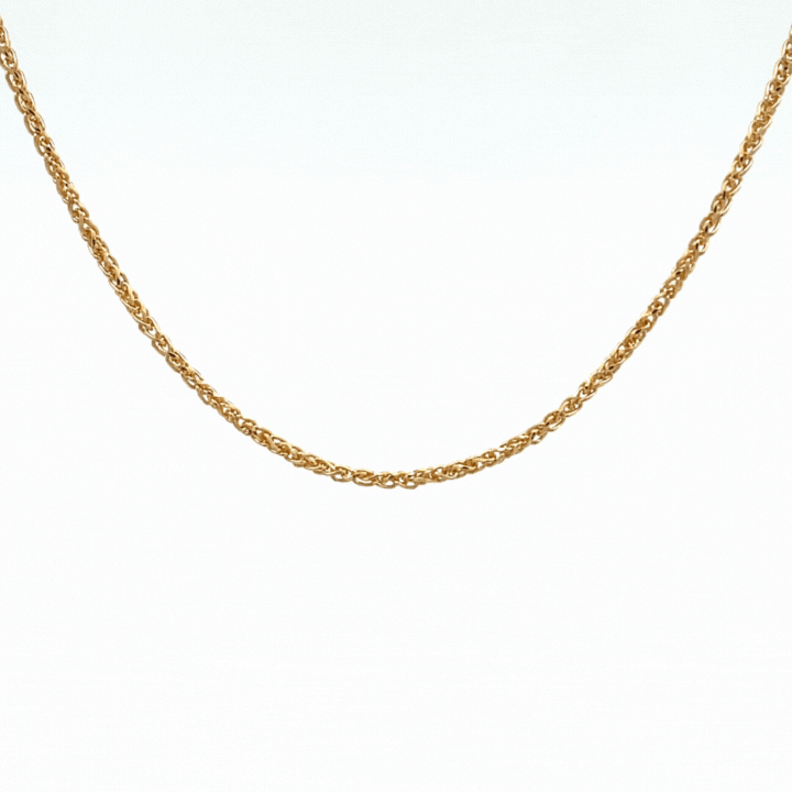 45 cm lange Fuchsschwanzkette aus 18 Karat Gelbgold mit Diamantschliff